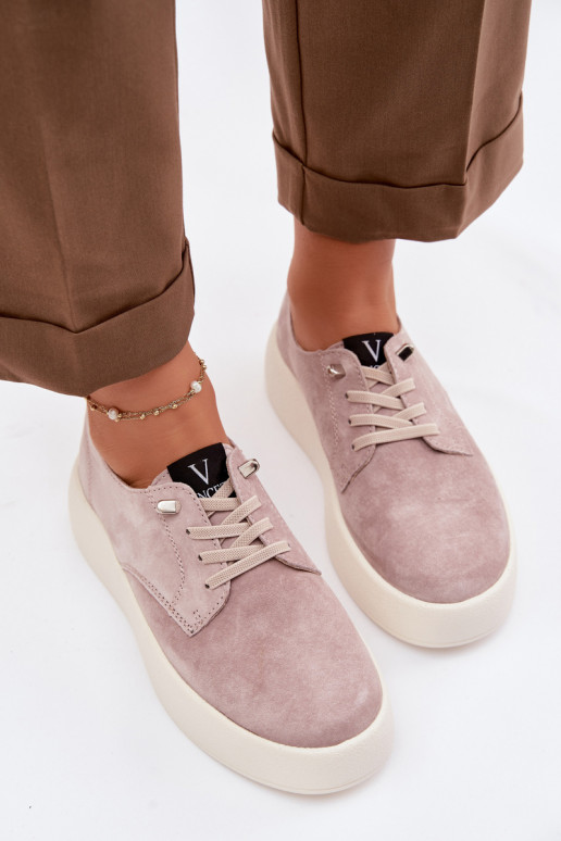 van suède schoenen Dames met platform Vinceza 79605 beige