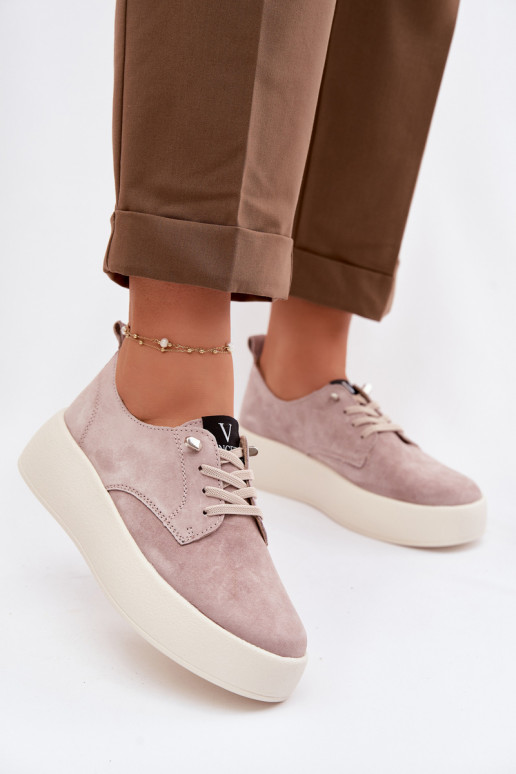 van suède schoenen Dames met platform Vinceza 79605 beige