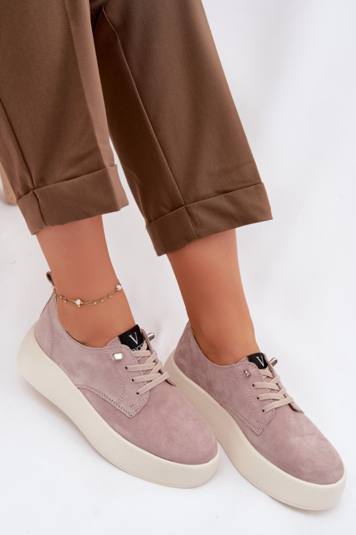 van suède schoenen Dames met platform Vinceza 79605 beige