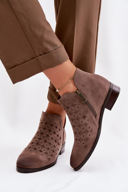 OpengeInerkte laarzen Dames met brede hakken Vinceza 58626 beige