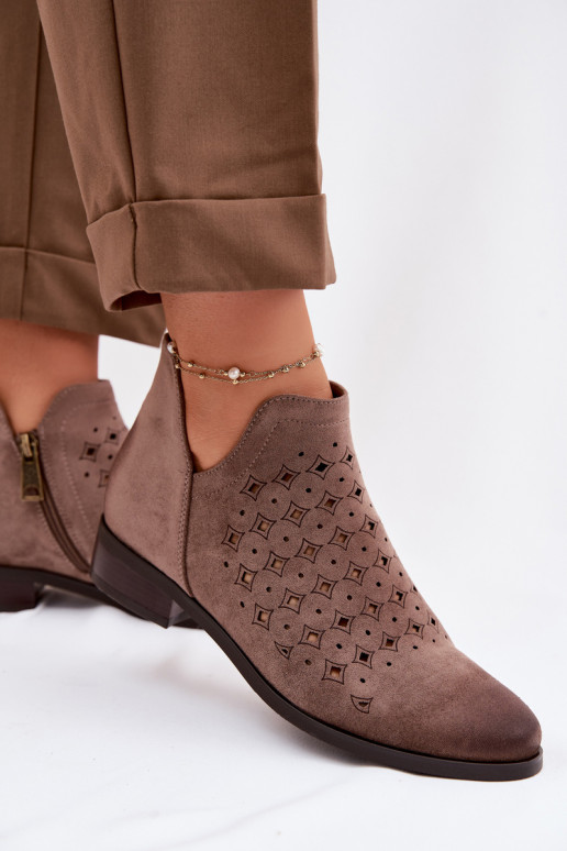 OpengeInerkte laarzen Dames met brede hakken Vinceza 58626 beige