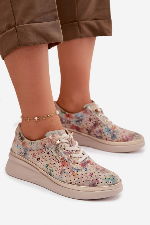 OpengeInerkt suède schoenen Dames Vinceza 79603 beige