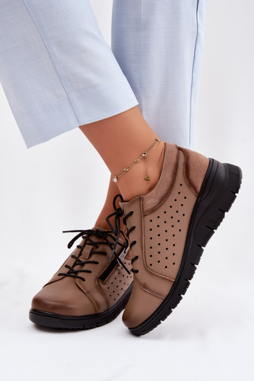 Leer schoenen Dames met platform Vinceza 39977 beige