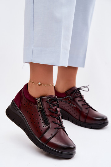 Leer schoenen Dames met platform Vinceza 39977 bordeaux