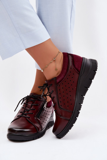 Leer schoenen Dames met platform Vinceza 39977 bordeaux 2