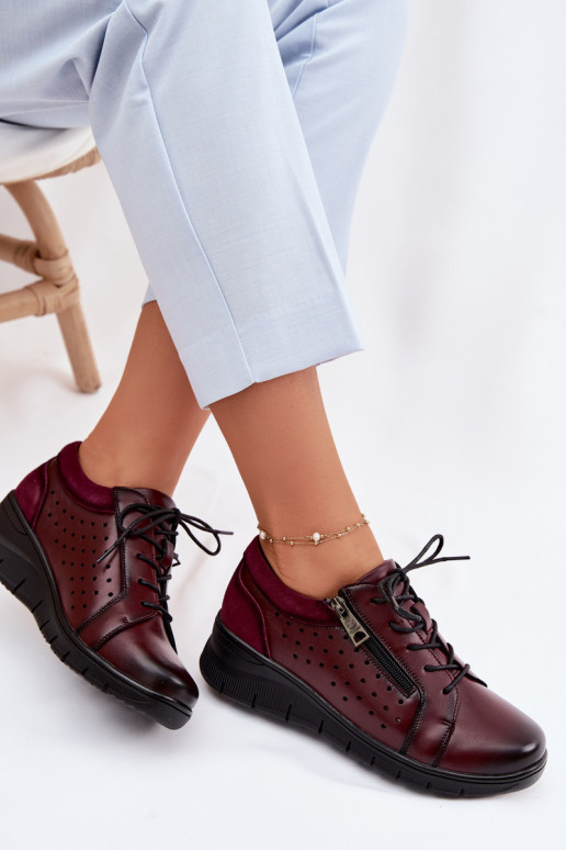 Leer schoenen Dames met platform Vinceza 39977 bordeaux