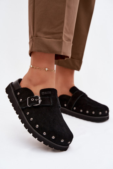 Slippers Klompen van suède met platform met klinknagels I met gespen Big Star TT274951 zInart 2