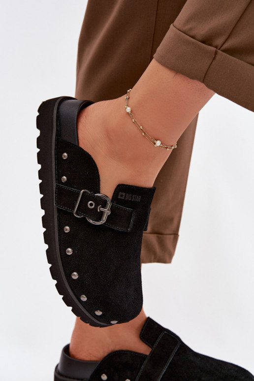 Slippers Klompen van suède met platform met klinknagels I met gespen Big Star TT274951 zInart
