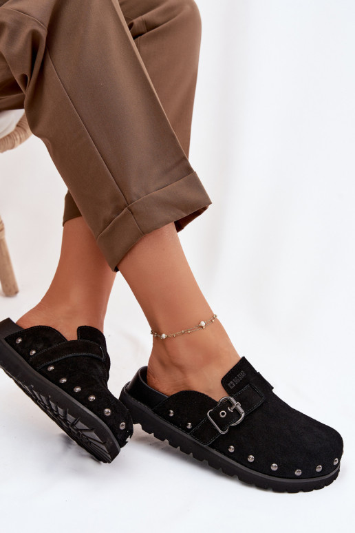 Slippers Klompen van suède met platform met klinknagels I met gespen Big Star TT274951 zInart