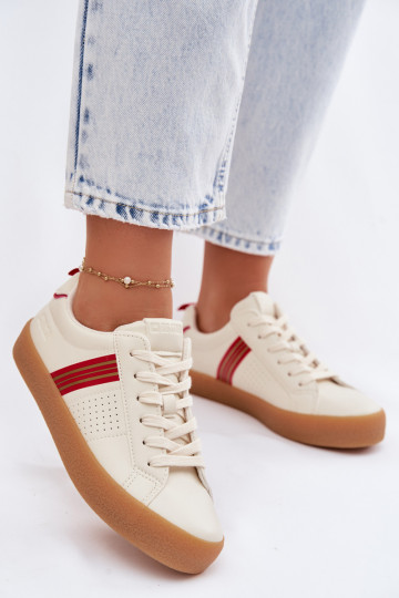Big Star TT274307 dames sneakers van kunstleer ivoorkleur