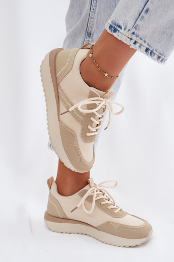 Big Star TT274278 dames sneakers met plateau zandkleur