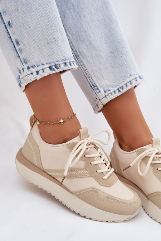 Sneakers model schoenen Dames met platform Big Star TT274278 beige