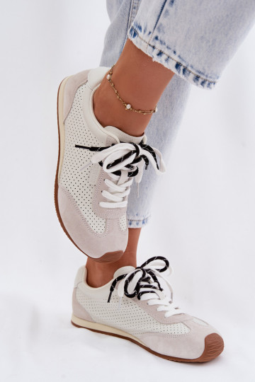Big Star TT274555 suède dames sneakers wit
