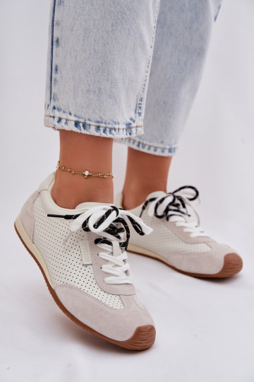 Big Star TT274555 suède dames sneakers wit 2