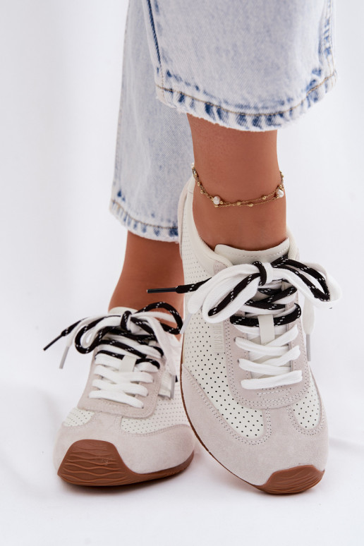 Leer van suède Sneakers model schoenen Dames Big Star TT274555 Initte kleur