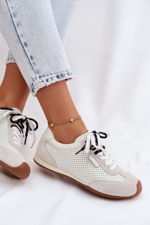 Leer van suède Sneakers model schoenen Dames Big Star TT274555 Initte kleur