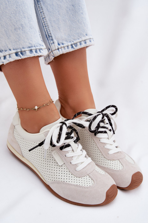 Leer van suède Sneakers model schoenen Dames Big Star TT274555 Initte kleur