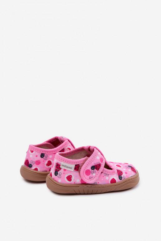 Slippers Barefoot Kinderen Vlinders met hartjes met zelfklevende bevestigingsmiddelen Milami roze Talirae
