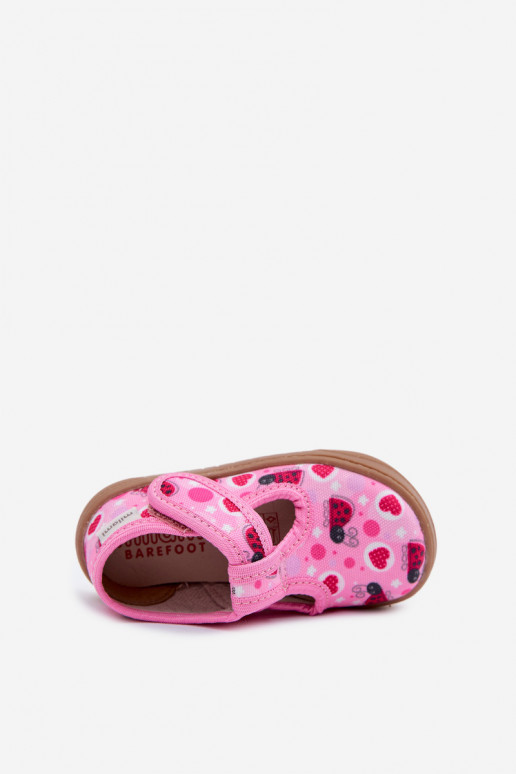 Slippers Barefoot Kinderen Vlinders met hartjes met zelfklevende bevestigingsmiddelen Milami roze Talirae