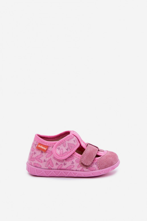 Slippers Milami Kinderen Glitters met zelfklevende bevestigingsmiddelen In harten roze Reathiana