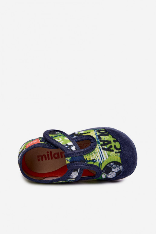 Slippers Milami Kinderen met zelfklevende bevestigingsmiddelen Ballen blauIn-groene kleur Jasimrra