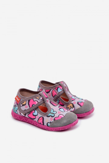 Slippers Milami voor kinderen met klittebandsluiting grijs Jasimrra
