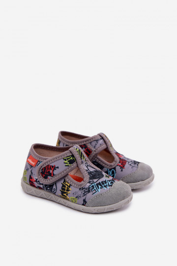Slippers Milami voor kinderen met klittebandsluiting grijs Jasimrra