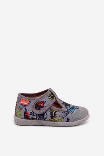 Slippers Milami voor kinderen met klittebandsluiting grijs Jasimrra 2
