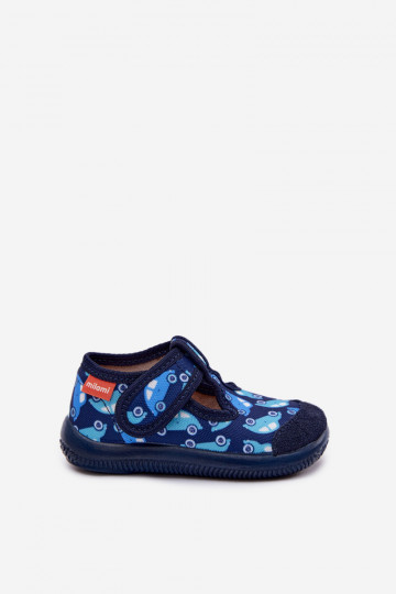 Elastische slippers Milami voor kinderen met klittebandsluiting donkerblauw Ambette 2