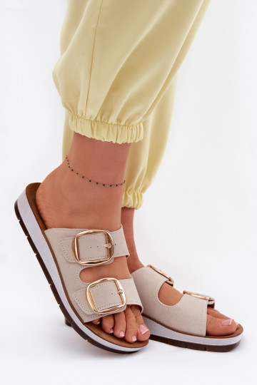 Damespantoffels Ze gouden kleurmi met gespenmi Inblu CP000061 beige 2