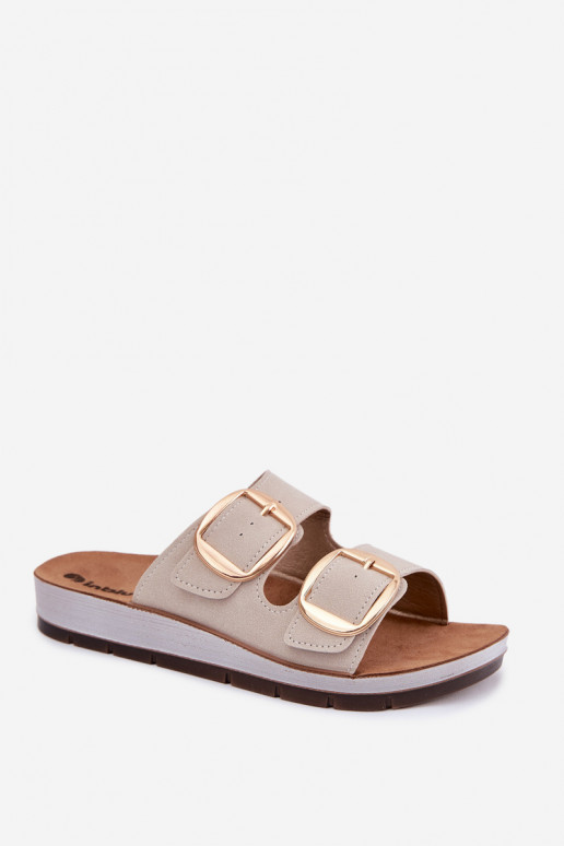 Damespantoffels Ze gouden kleurmi met gespenmi Inblu CP000061 beige