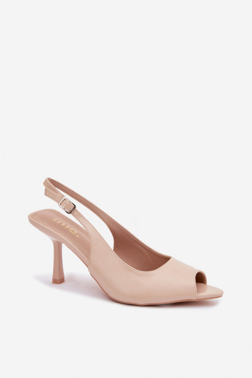Dames sandalen met dunne hakken beige Sevina