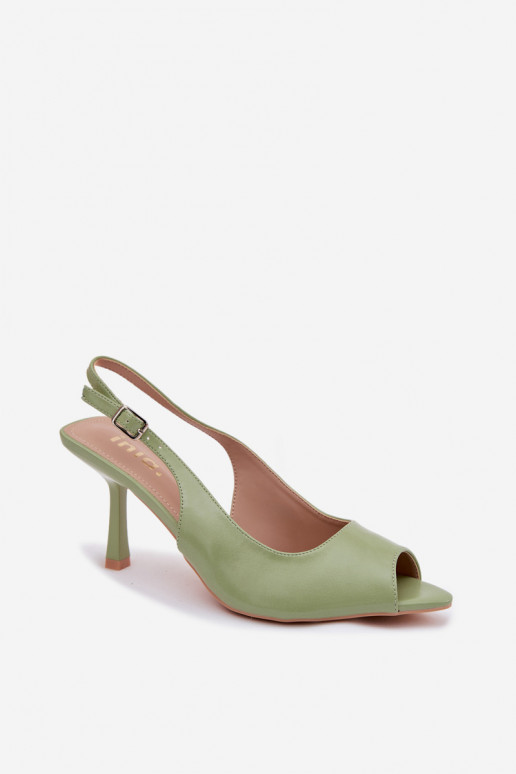 Dames sandalen met dunne hakken groene kleur Sevina