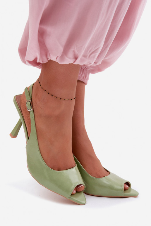 Dames sandalen met dunne hakken groene kleur Sevina
