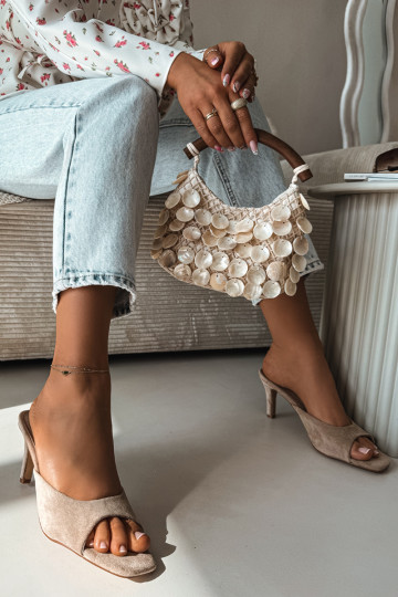 Damespantoffels Op Smukłym Obcasie beige Revina