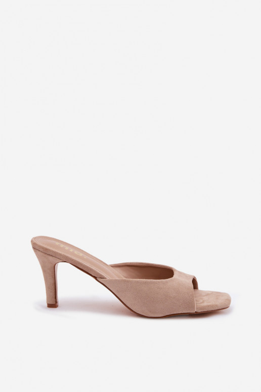 Damespantoffels Op Smukłym Obcasie beige Revina