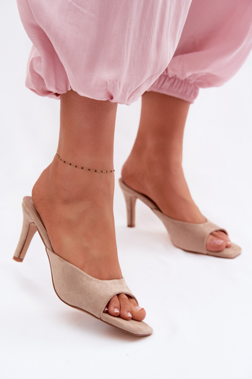 Damespantoffels Op Smukłym Obcasie beige Revina