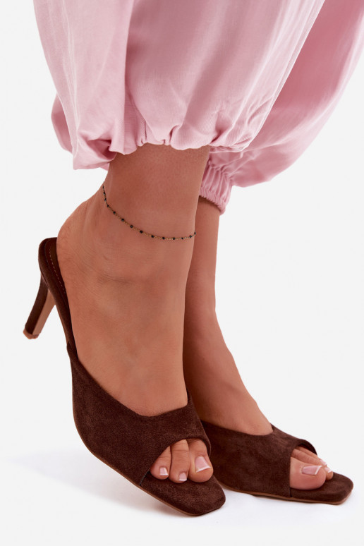 Damespantoffels Op Smukłym Obcasie CzekoladoIne Revina