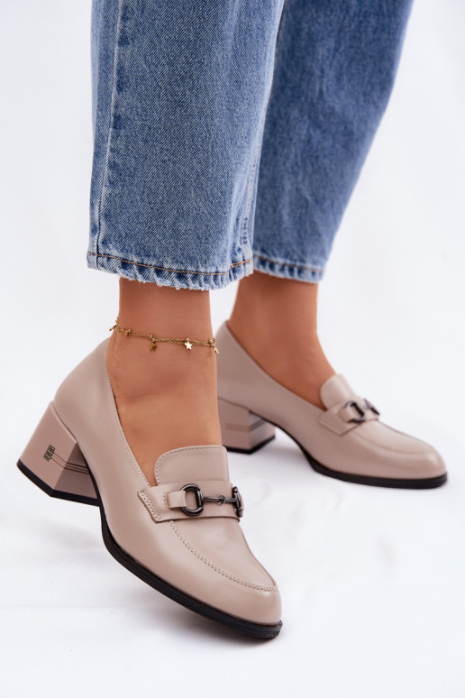 Leer schoenen Dames met hakken Vinceza 18116 beige