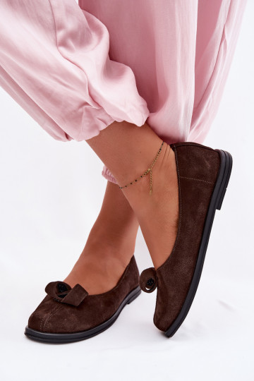 Leer van suède schoenen Dames Zazoo 379 CzekoladoIne 2