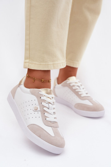 Sportieve schoenen voor dames van natuurlijk leer S.Barski LR61-7091 wit 2