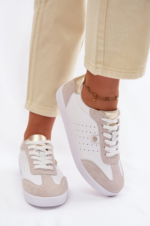 Sneakers model schoenen DamesOpturalnej Skóry S.Barski LR61-7091 Initte kleur