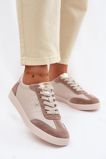 Sportieve schoenen voor dames van natuurlijk leer S.Barski LR61-7091 zandkleur 2