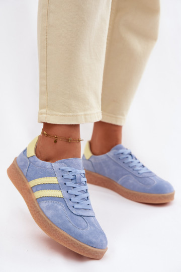 Leer van suède Sneakers model schoenen Dames S.Barski LR61-7089 blauIn 2