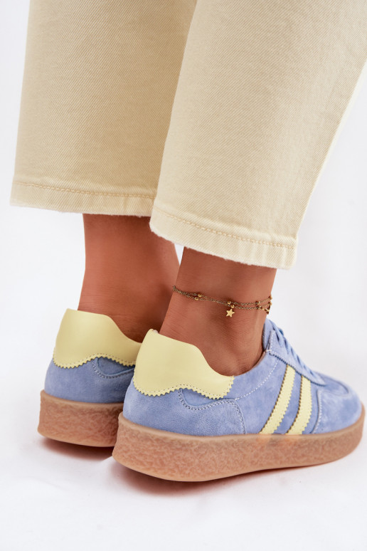 Leer van suède Sneakers model schoenen Dames S.Barski LR61-7089 blauIn