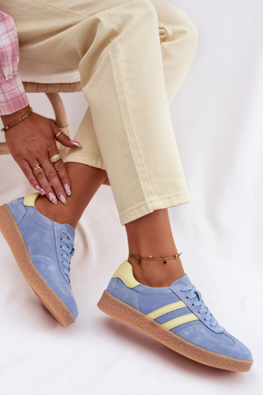 Leer van suède Sneakers model schoenen Dames S.Barski LR61-7089 blauIn