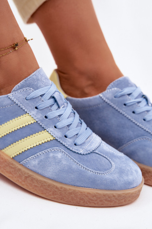 Leer van suède Sneakers model schoenen Dames S.Barski LR61-7089 blauIn