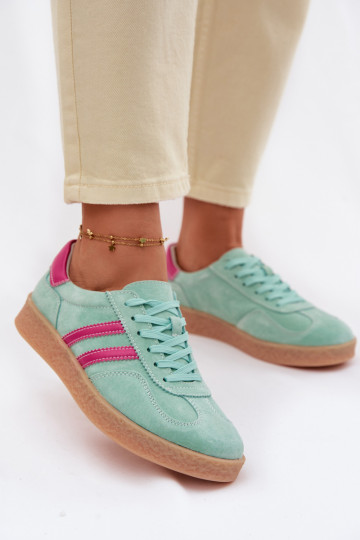 Suède sportieve schoenen voor dames S.Barski LR61-7089 mintkleur