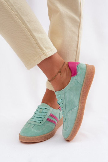 Suède sportieve schoenen voor dames S.Barski LR61-7089 mintkleur 2