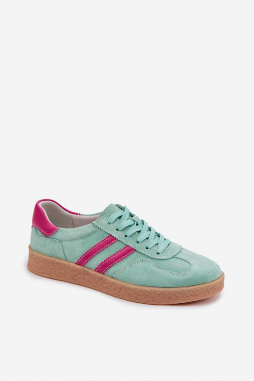 Leer van suède Sneakers model schoenen Dames S.Barski LR61-7089 mint kleuren